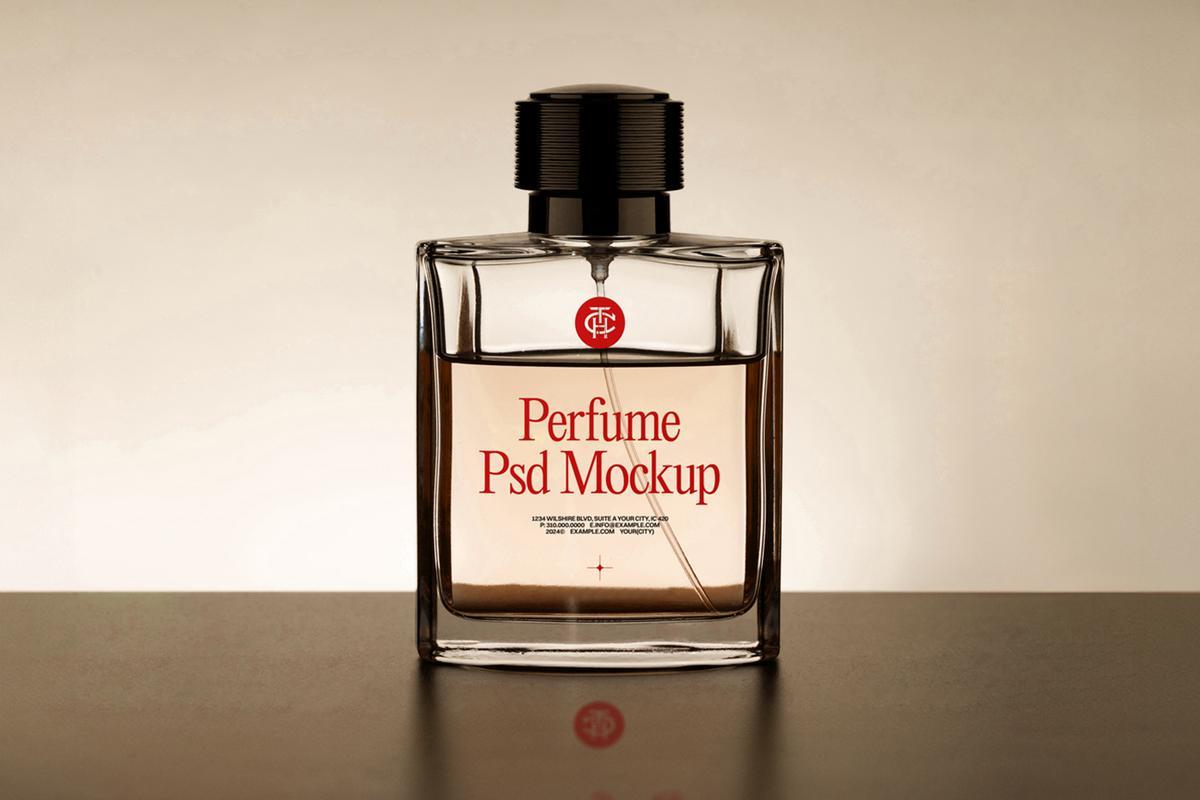 Free Transparent Perfume Bottle Mockup