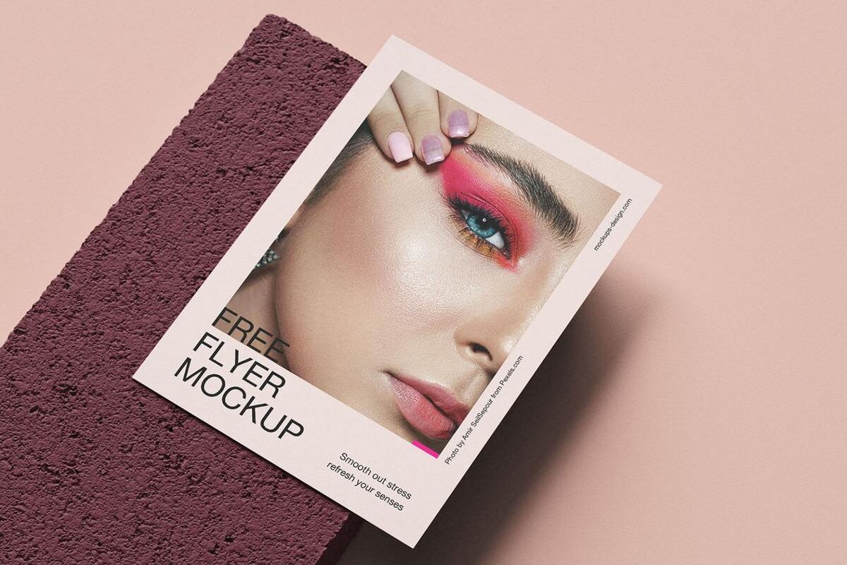 A4 flyer on stone tile mockup