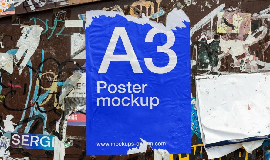 Погрузитесь в урбанистический стиль с мокапом torn A3 poster! 🌆