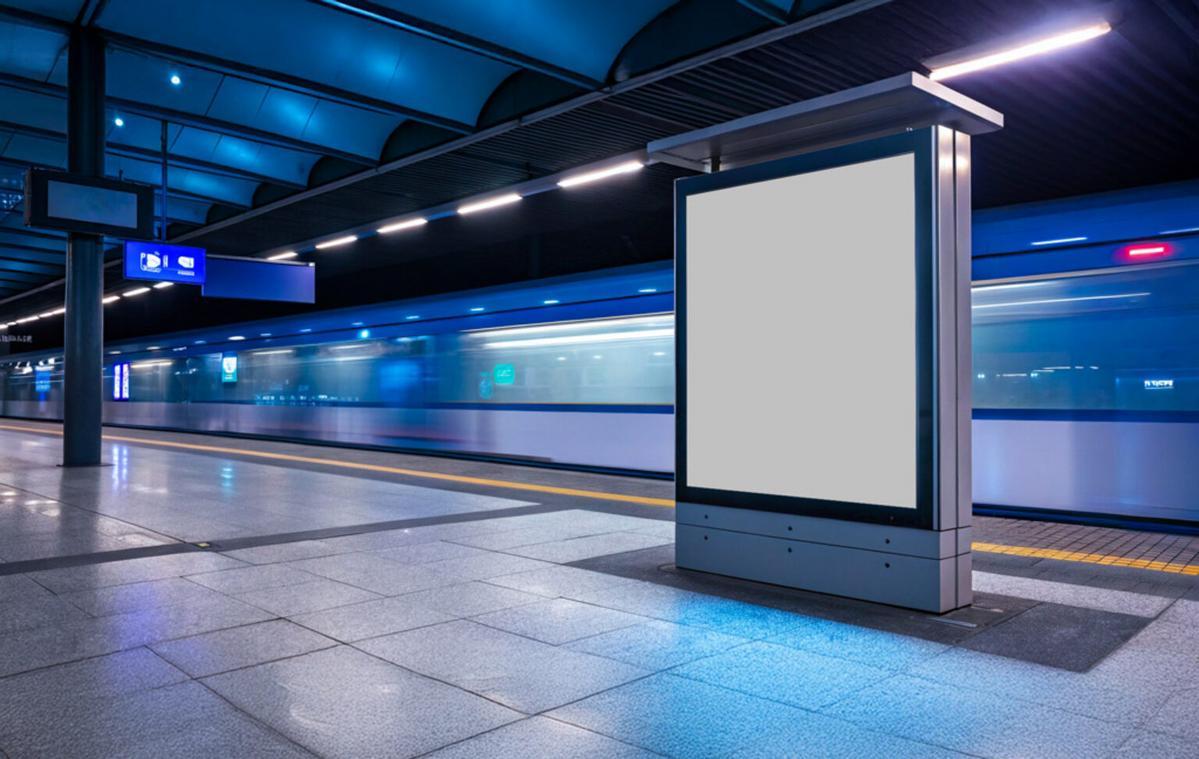 Train Station Light Billboard Mockup